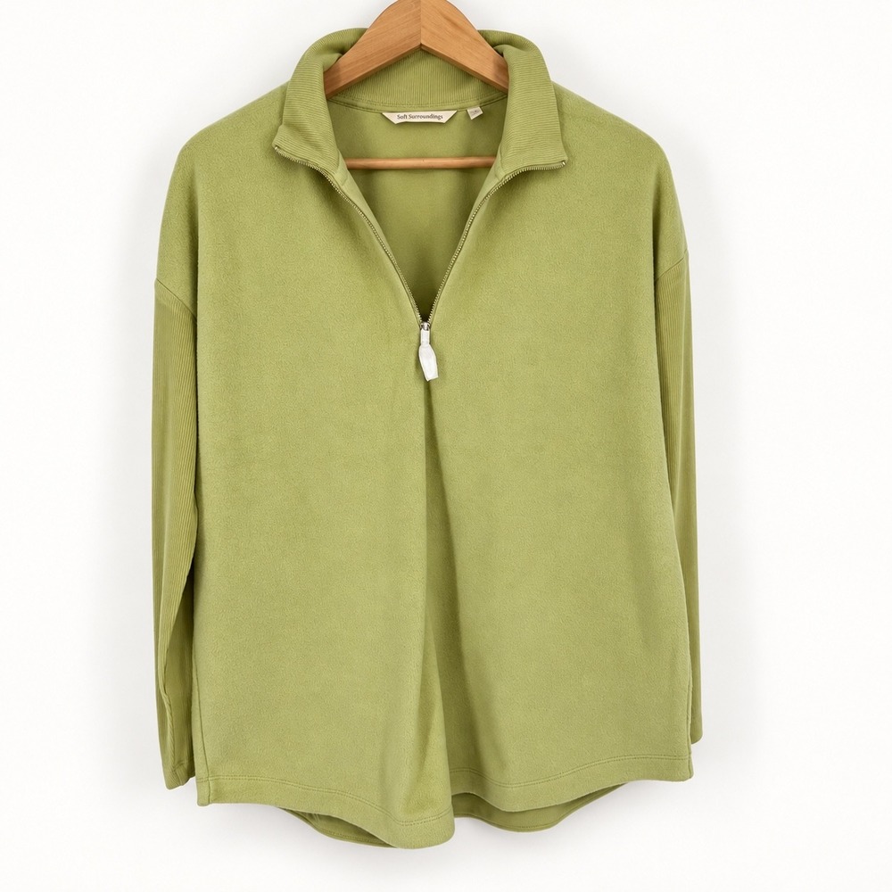 Soft Surroundings PM Adalyn Tunic Pullover Quarter Zip Fleece Ribbed Sleeve Cozy